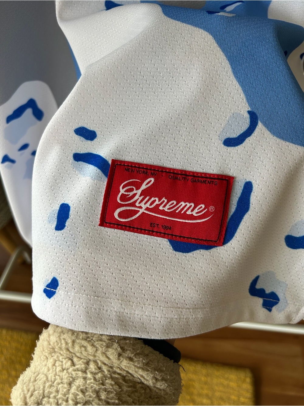 Supreme White & Light Blue Camo Hockey Jersey with Navy '90' - Picture 7 of 11